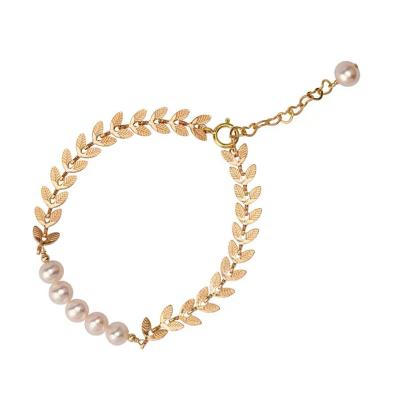 China B008 5A CLASSIC Natural Freshwater Almost Round Pearl Bracelet Ladies Elegant Soft Bangle for sale