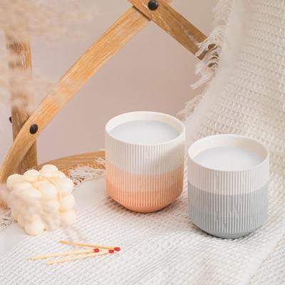 China Weddings Nordic Style Gradual Change Candle Ships Color Clay Pot Modern Decorative Candle for sale