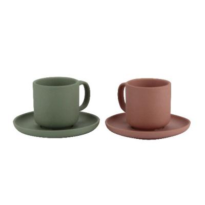 China Sustainable appearance graceful matte daily used porcelain coffee cups and saucers / cup saucer for sale