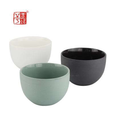 China Drawing Color Used Home Viable Tableware Stripes Clay Serving Bowls With Transparent Glazed for sale