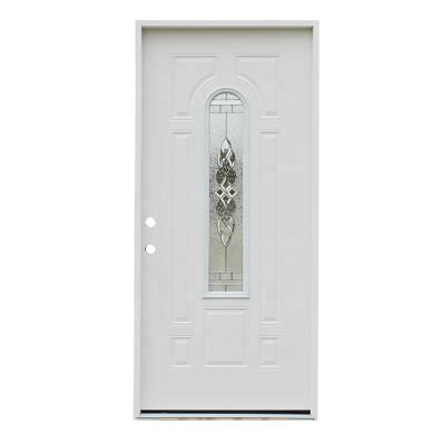 China Fangda Modern Hot Sales 8 Panel Steel Panel Door With Tempered Glass for sale