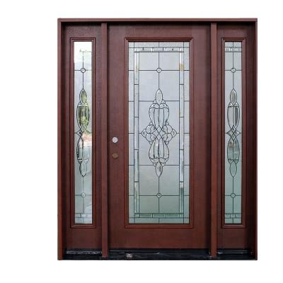 China Fangda Modern Decorative Glass Fiberglass Full Lite Oak Exterior Doors for sale