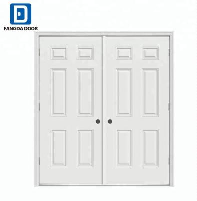 China Prehung Exterior Door Contemporary Luxury Fiberglass Double Door With Glass Clear Frosted Glass for sale