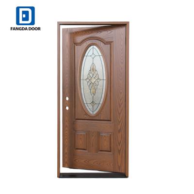 China Fangda Modern Small Oval Glass Door American Interior Door Fiberglass Steel Exterior Door for sale