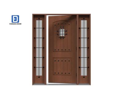 China Fangda Waterproof Classic Home Rustic Fiberglass Mahogany Door With Speakeasy for sale