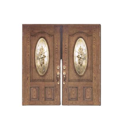 China Fangda Modern Teak Wooden Double Door Design for sale