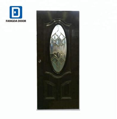 China Fangda Modern Small Oval Insert Wood Glass Door Design for sale