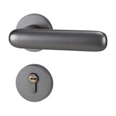 China Bedroom Indoor Aluminum Split Door Handle Space Door Lock Easy Installation Mute Lock Gery Handle Mechanical Lock for sale