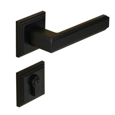 China Wholesale Easy Handle Zinc Alloy Split Antique Hardware Black Door Loom Lock Factory Installation Indoor Door Handle Lock Set for sale