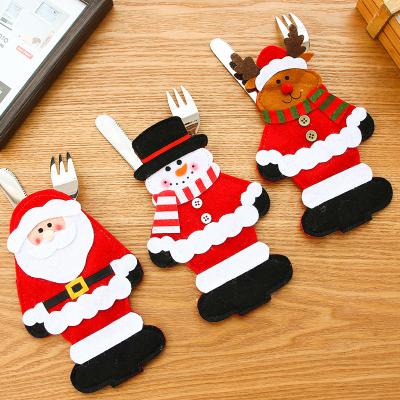 China Christmast Ornament Manufacturer Christmas Desk Decorations Hanging Santa Knife and Fork Bag Table Cloth for sale