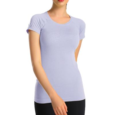 China OEM Breathable Women Cropped Short Sleeve Workout Tops Fit Women Fitness Yoga Wear Sports T Shirts Gym Running Clothing for sale