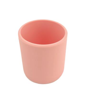 China Durable Eco-Friendly BPA Free Toddler Drinks Cup Learning Tumbler Tiny Open Cup BPA Free Unbreakable Silicone Baby Training Cups for sale