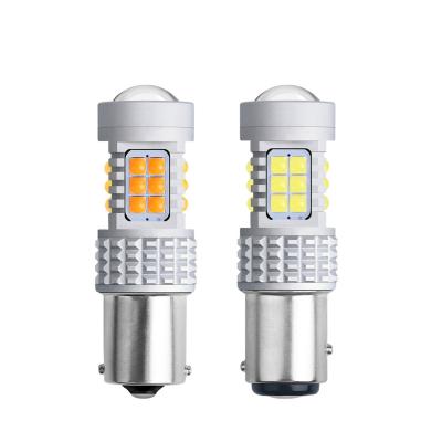 China Reversing Brake Light LED Auto Turn Signal Lamp 1157 1156 Lights Canbus 3157 LED 7440 Dual Color W21W 3030 30Smd Bulb For Car Accessories for sale