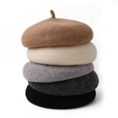 China Comfortable Fashion Hat Solid Color Korean Women Girls Covers French Artist Children's Wool Beret Hats For Children for sale