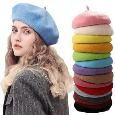 China Factory Fashion Ladies Girls Ladies Korean Solid Color Baby Wool Beret Hat Autumn Winter Beret Cap Comfortable For Kids for sale