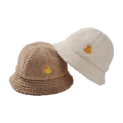 China Fashion\Lovely Embroidery Vintage Fashion Plush Bucket Hat Fisherman Caps Lamb Wool Winter Ear Protector Comfortable Warm\Durable Hat Accessories for sale