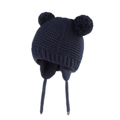 China Winter COMMON baby new arrival wool hat plus velvet knitted ear caps for cold and warm children's hats for sale