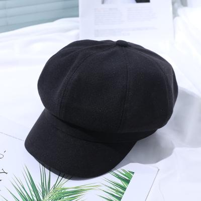 China New Comfortable Women Visor Beret Newsboy Hat Hat For Ladies Lamb Wool Beret Hats For Women Fashionable Black for sale