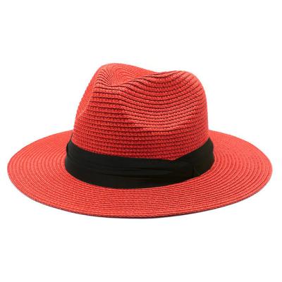 China Hot Selling Outdoor Natural Straw Wide Brim Surfing Straw Sun Hat Summer Amazon Dobby Unisex Panama Hat Outdoor Natural Hat UPF50+ for sale