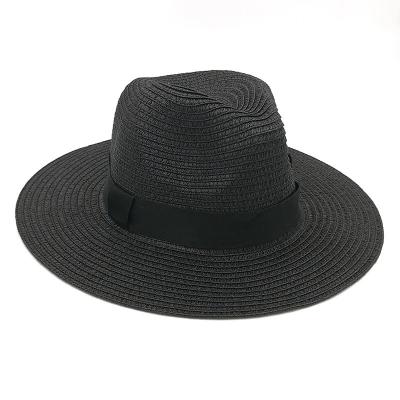 China Straw Hat Wholesale Collapsible Dobby Adult Women Wide Brim Beach Hat Summer Sun Hats for sale