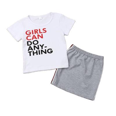 China New Fashion Casual Babies Clothes Toddler Girl Summer Clothing Set Letter Printed Short Sleeve T-shirt 2 Piece Girl Skirt Set for sale