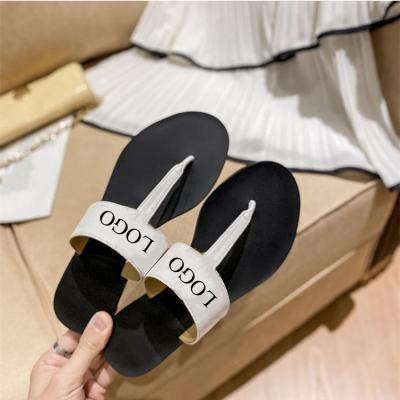 China Famous Luxury GG Letter Metal Button Sandals Outdoor Indoor Ladies Beach Slippers Branded Slides Flip Flops Flat Slippers For Women Wholesale for sale