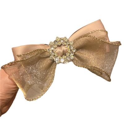 China High Quality Double-Layer Mesh Bow Hairpin Top Clip Stability Fashion Exquisite Environmentally Friendly Fast Delivery Korea Diamond-studded Spring Clip Hair Accessories for sale