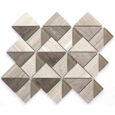 China Modern Stone Mosaic Wall Tile Bathroom Irregular Marble Mixed Glass Mosaic Gray Kitchen Backsplash Mosaic Tile for sale