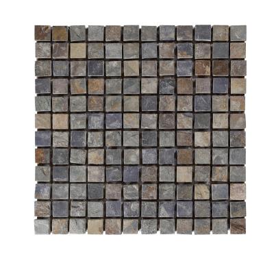 China Modern classic style slate floor tiles the natural stone mosaic factory price Rusty Slate Mosaic Tile for sale