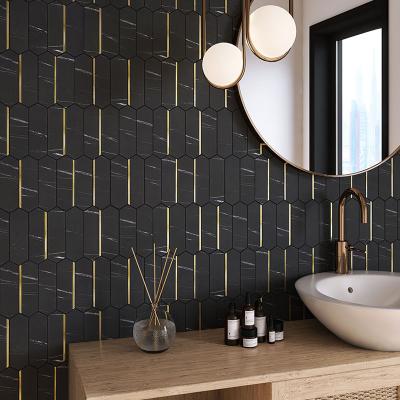 China Modern Black and White Tile Waterproof DIY Self Adhesive Peel and Stick Cutting Aluminum Mosaic on Backsplash and Wall for sale