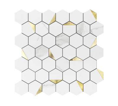 China High Quality Waterproof Peel And Stick Backsplash Wall Tile Aluminum Plastic Compound Hexagon Mosaic Wallpaper Tile for sale