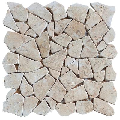 China Irregular Splicing Marble Mosaic Tile Rural Tarmac Stone For Wall And Floor for sale