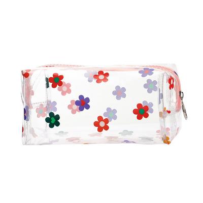 China Fashionable Made in Kaijie Clear PVC Transparent Cosmetic Bags with Customized Full Color Logo for Girls for sale