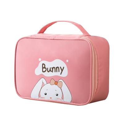 China Fashionable Made In Kaijie Factory Large Capacity PU Travel Cosmetic Bag With Cartoon Printing for sale