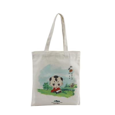 China Recyclable Natural White Cotton Shopping Tote Bag Eco - Friendly Grocery Bag With Customized Logo for sale