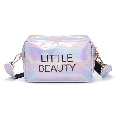 China Kaijie Body Bag Pu Laser Crossbody Girls Leather Wide Letter Small Square Bag Women Daily Used Messenger Crossbody Bag for sale