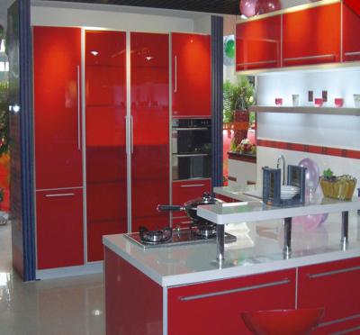 China New Style Modern Red Acrylic Kitchen Cabinets Hanging Kitchen Cabinets Full Designs for sale