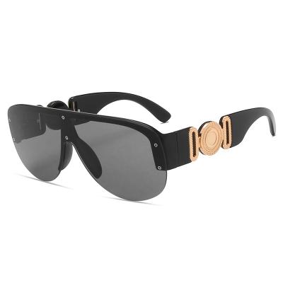 China 2021 New Fashion Unique Oversized Sunglasses VASHAP 4391 One Piece Metal Plastic Designer Shades Clear Men Women UV400 Retro Sun Glasses for sale