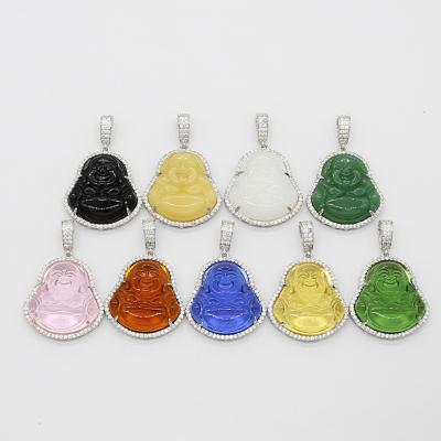 China FASHIONABLE Wholesale Zircon Women Pendant Men Buddha Jade Necklace High Quality Hip Hop for sale