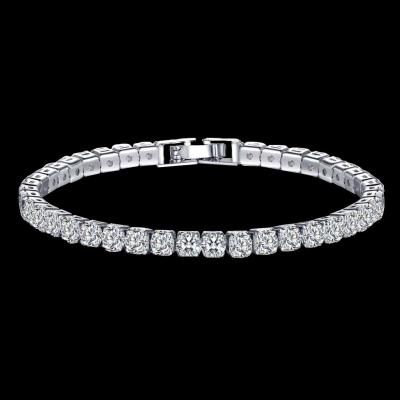 China Hip Hop Bracelet Men Jewelry 4MM White Gold 8inch Diamond Tennis Bracelet Environmental Friendly CZ Tennis Bracelet for sale