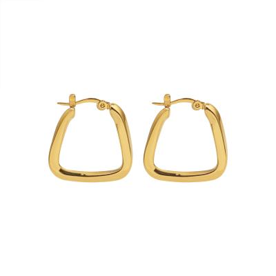 China Romantic Geometric Circles Twisted Square Earrings Chunky Gold Hoop Earrings Circle Earrings Gold Rectangle for sale