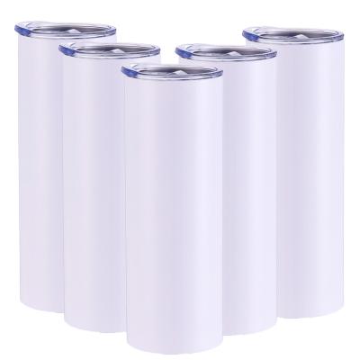 China Stocked USA Warehouse Stocked RTS 20 OZ Tumbler White Sublimation Blanks Stainless Steel Straight Insulated Tumblers with lid and straw for sale