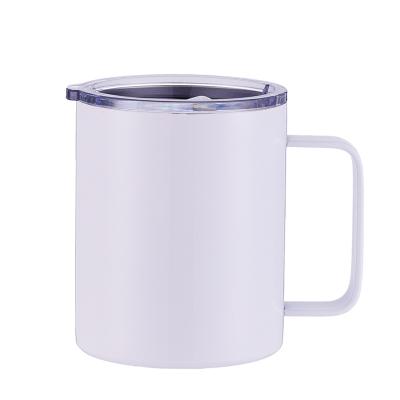 China Stocked USA Warehouse RTS 12 oz 350ml White Sublimation Blanks Tumbler with Handle Stainless Steel Outdoor Camping Travel Coffee Mug for sale