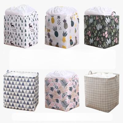 China MF25 Bathroom Household Moisture-proof Cotton And Canvas Bags Handle Foldable Laundry Quilt Storage Drawstring Bag Clothes Storage Basket for sale