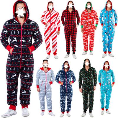 China Multicolor Flannel Lady's Overalls Men's Thermal Striped Printing Christmas Robe Home Pajamas Set for sale