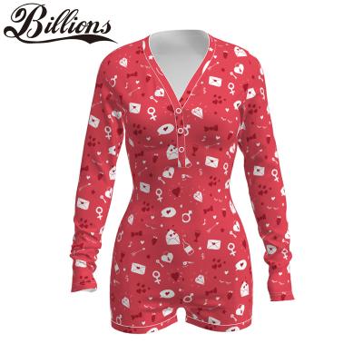 China Lucky Label Romper February 14th custom made QUICK DRY plus size valentines Onesie with socks for women Valentine Day Onesie 2021 for sale