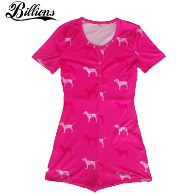 China Wholesale QUICK DRY Nightgowns Pajamas Pink Dog Printed High Quality Plus Size Women Short Sleepwear for sale