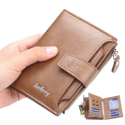 China Baellerry 2019 New Style Men's Short Section Pu Four Leaf Clover Leather Wallets With Latch Blocking Card Holder Zipper Purse For Man for sale