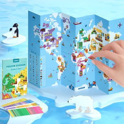 China MD4111 Mideer Children's Handmade Mosaic Geometry Human Sticker WORLD MAP MD4111 for sale