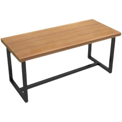 China Modern Successor Industrial Style BBQ Restaurant Rectangular dining table Solid wood panel metal base commercial dining table for sale